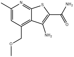3-アミノ-4-(メトキシメチル)-6-メチルチエノ[2,3-B]ピリジン-2-カルボキサミド 化学構造式