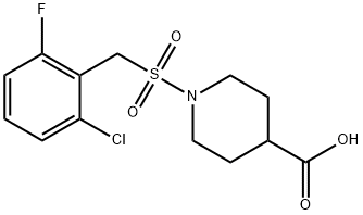 1-[(2-クロロ-6-フルオロベンジル)スルホニル]ピペリジン-4-カルボン酸 化学構造式
