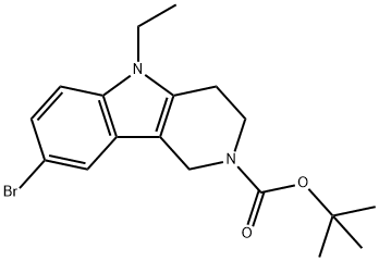 8-溴-5-乙基-1,3,4,5-四氢-2H-吡啶并[4,3-B]吲哚-2-甲酸叔丁酯 结构式