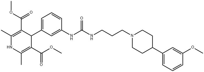 1,4-Dihydro-4-[3-[[[[3-[4-(3-methoxyphenyl)-1-piperidinyl]propyl]amino]carbonyl]amino]phenyl]-2,6-dimethyl-3,5-pyridinedicarboxylicacid3,5-dimethylesterL-Lactate Struktur