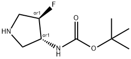 Carbamic acid, (4-fluoro-3-pyrrolidinyl)-, 1,1-dimethylethyl ester, trans- (9CI) Structure