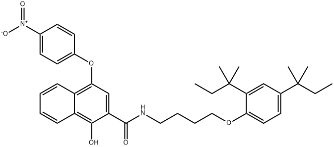 N-[4-(2,4-di-tert-pentylphenoxy)butyl]-1-hydroxy-4-(p-nitrophenoxy)-2-naphthoamide,18643-47-5,结构式