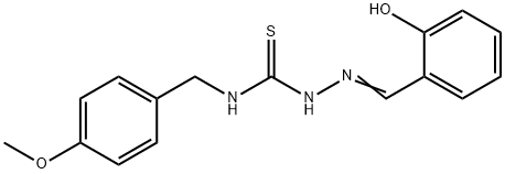 Hydrazinecarbothioamide, 2-((2-hydroxyphenyl)methylene)-N-((4-methoxyp henyl)methyl)- Structure
