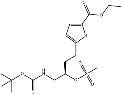 ETHYL 5-[(3R)-4-(TERT-BUTOXYCARBONYLAMINO)-3-(MESYLOXY)BUTYL]THIOPHENE-2-CARBOXYLATE Struktur