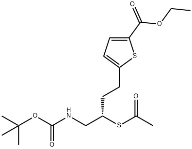 ETHYL 5-[(3S)-3-(ACETYLTHIO)-4-(TERT-BUTOXYCARBONYLAMINO)BUTYL]THIOPHENE-2-CARBOXYLATE Struktur