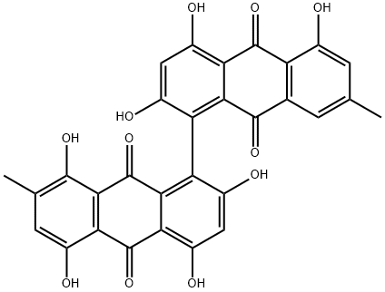 2,2',4,4',5,5',8-Heptahydroxy-7,7'-dimethyl[1,1'-bianthracene]-9,9',10,10'-tetrone 结构式