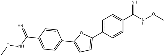 4,4′-(フラン-2,5-ジイル)ビス(N′-メトキシベンズアミジン) 化学構造式