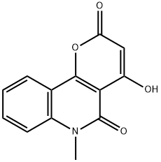 4-Hydroxy-6-Methyl-2H-Pyrano[3,2-c]Quinoline-2,5(6H)-Dione 化学構造式