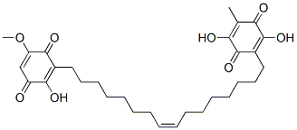 2,5-ジヒドロキシ-3-[(Z)-16-(2-ヒドロキシ-5-メトキシ-3,6-ジオキソ-1,4-シクロヘキサジエン-1-イル)-8-ヘキサデセニル]-6-メチル-2,5-シクロヘキサジエン-1,4-ジオン 化学構造式