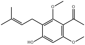 4'-Hydroxy-2',6'-dimethoxy-3'-(3-methyl-2-butenyl)acetophenone Struktur