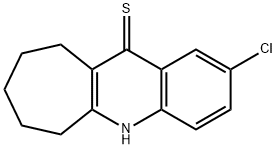 5,6,7,8,9,10-ヘキサヒドロ-2-クロロ-11H-シクロヘプタ[b]キノリン-11-チオン 化学構造式