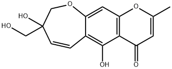 8,9-Dihydro-5,8-dihydroxy-8-hydroxymethyl-2-methyl-4H-pyrano[3,2-h][1]benzoxepin-4-one Struktur