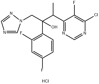 3-(6-Chloro-5-fluoropyrimidin-4-yl)-2-(2,4-difluorophenyl)-1-(1H-1,2,4-triazol-1-yl)butan-2-ol hydrochloride Struktur