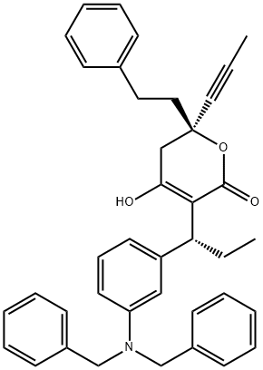 [R-(R*,R*)]-3-[1-[3-[Bis(phenylmethyl)amino]phenyl]propyl]-5,6-dihydro-4-hydroxy-6-(2-phenylethyl)-6-(1-propynyl)-2H-pyran-2-one price.