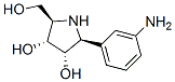 3,4-Pyrrolidinediol, 2-(3-aminophenyl)-5-(hydroxymethyl)-, (2S,3S,4R,5R)- Struktur