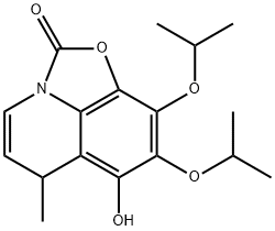 2H,6H-Oxazolo[5,4,3-ij]quinolin-2-one,  7-hydroxy-6-methyl-8,9-bis(1-methylethoxy)- 化学構造式