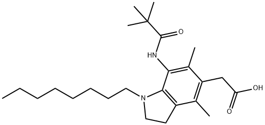 2-[7-(2,2-dimethylpropanoylamino)-4,6-dimethyl-1-octyl-2,3-dihydroindo l-5-yl]acetic acid Struktur