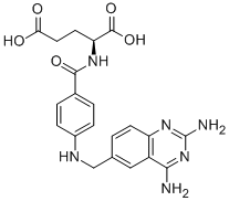 N-[4-[[(2,4-ジアミノキナゾリン-6-イル)メチル]アミノ]ベンゾイル]-L-グルタミン酸 化学構造式