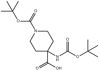 N-BOC-氨基-(4-N-BOC-哌啶基)羧酸, 189321-65-1, 结构式