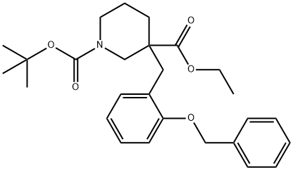 1-BOC-3-[[2-(PHENYLMETHOXY)PHENYL]METHYL]-3-PIPERIDINECARBOXYLIC ACID ETHYL ESTER 结构式
