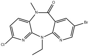 8-BROMO-2-CHLORO-11-ETHYL-5-METHYL-5H-DIPYRIDO[3,2-B:2',3'-E][1,4]DIAZEPIN-6(11H)-ONE 结构式