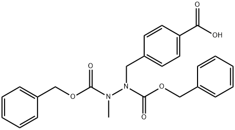 1-[(4-Carboxyphenyl)methyl]-2-methyl-1,2-hydrazinedicarboxylic acid bis(phenylmethyl) ester 化学構造式