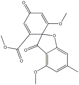 (-)-4,6'-Dimethoxy-6-methyl-3,4'-dioxospiro[benzofuran-2(3H),1'-[2,5]cyclohexadiene]-2'-carboxylic acid methyl ester Struktur