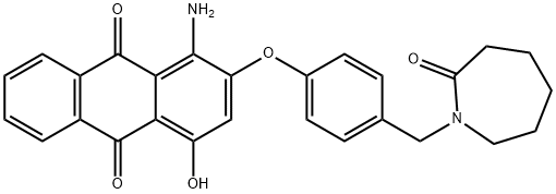 1-氨基-2-[4-[(六氢-2-氧代-1H-氮杂卓-1-基)甲基]苯氧基]-4-羟基-9,10-蒽醌 结构式
