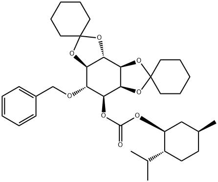 6-O-BENZYL-1-(+)-CARBOXYMENTHYL-2,3:4,5-DI-O-CYCLOHEXYLIDENE-L-MYO-INOSITOL 化学構造式