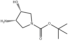 叔-丁基 (3S,4R)-3-氨基-4-羟基吡咯烷-1-甲酸基酯 结构式