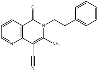 7-amino-5-oxo-6-phenethyl-5,6-dihydro[1,6]naphthyridine-8-carbonitrile 化学構造式