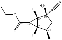 Bicyclo[3.1.0]hexane-6-carboxylic acid, 2-amino-2-cyano-4-methyl-, ethyl ester, 结构式