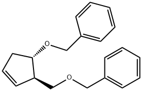 (1S.2R)-1-Benzyloxy-2-(benzyloxymethyl)-3-cyclopentene 化学構造式