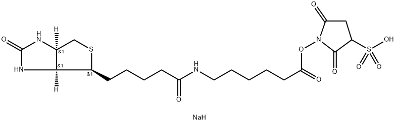 SULFO-N-SUCCINIMIDYL 6-(BIOTINAMIDO) HEXANOATE SODIUM SALT(〜90%) 化学構造式