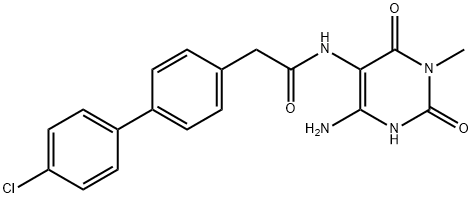 [1,1-Biphenyl]-4-acetamide,  N-(4-amino-1,2,3,6-tetrahydro-1-methyl-2,6-dioxo-5-pyrimidinyl)-4-chloro- Structure