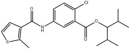 2,4-dimethylpentan-3-yl 2-chloro-5-[(2-methylthiophene-3-carbonyl)amin o]benzoate 化学構造式