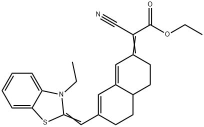 D2(3H),A-NAPHTHALENEACETIC ACID, A-CYANO-7-[(3-ETHYL-2-BENZOTHIAZOLINYLIDENE)METHYL]-4,4A,5,6-TETRAHYDRO-, ETHYL ESTER Structure