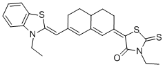 3-ETHYL-5-[7-([3-ETHYL-1,3-BENZOTHIAZOL-2(3H)-YLIDENE]METHYL)-4,4A,5,6-TETRAHYDRO-2(3H)-NAPHTHALENYLIDENE]-2-THIOXO-1,3-THIAZOLIDIN-4-ONE,19208-20-9,结构式