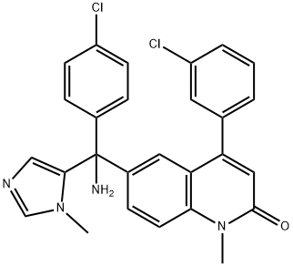6-[amino-(4-chlorophenyl)-(3-methylimidazol-4-yl)methyl]-4-(3-chloroph enyl)-1-methyl-quinolin-2-one Struktur