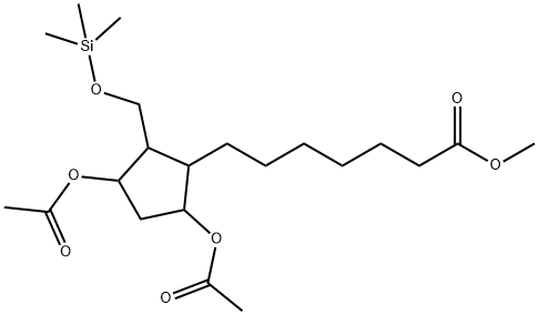 3,5-Bis(acetyloxy)-2-[[(trimethylsilyl)oxy]methyl]cyclopentaneheptanoic acid methyl ester 结构式
