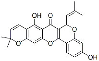 3,8-Dihydroxy-6-(2-methyl-1-propenyl)-11,11-dimethyl-6H,7H,11H-bis[1]benzopyrano[4,3-b:6',7'-e]pyran-7-one 结构式