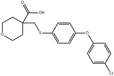 4-((4-(4-chlorophenoxy)phenylthio)Methyl)tetrahydro-2H-pyran-4-carboxylic acid Struktur