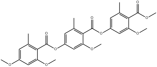 4-[(2,4-ジメトキシ-6-メチルベンゾイル)オキシ]-2-メトキシ-6-メチル安息香酸3-メトキシ-4-(メトキシカルボニル)-5-メチルフェニル 化学構造式