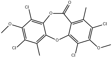 2,4,7,9-Tetrachloro-3,8-dimethoxy-1,6-dimethyl-11H-dibenzo[b,e][1,4]dioxepin-11-one Structure