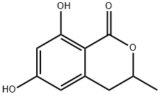 3,4-ジヒドロ-6,8-ジヒドロキシ-3-メチルイソクマリン 化学構造式