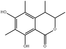 3,4-ジヒドロ-6,8-ジヒドロキシ-3,4,5,7-テトラメチル-1H-2-ベンゾピラン-1-オン 化学構造式