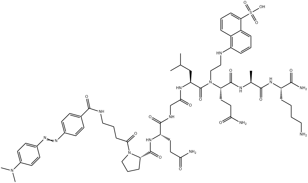 N-[4-[[4-(4-メチルアミノフェニルアゾ)ベンゾイル]アミノ]ブチリル]-L-Pro-L-Gln-Gly-L-Leu-L-Glu-L-Ala-L-Lys-NH2 化学構造式