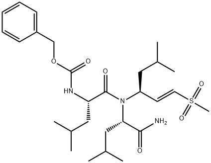 benzyl N-[(1S)-3-methyl-1-[[(1S)-3-methyl-1-[[(E,3S)-5-methyl-1-methyl sulfonyl-hex-1-en-3-yl]carbamoyl]butyl]carbamoyl]butyl]carbamate Structure