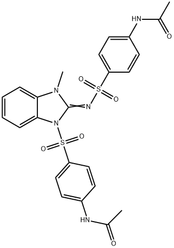 N-[4-[(2Z)-2-(4-acetamidophenyl)sulfonylimino-3-methyl-benzoimidazol-1 -yl]sulfonylphenyl]acetamide Struktur
