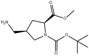(2S,4R)-4-(氨基甲基)吡咯烷-1,2-二羧酸 1-叔丁酯 2-甲酯 结构式